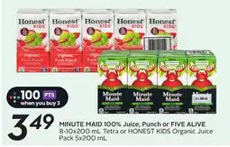 Sobeys MINUTE MAID 100% Juice, Punch or FIVE ALIVE offer