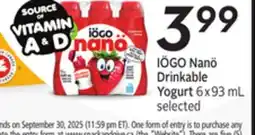 Sobeys IÖGO Nanö Drinkable Yogurt offer
