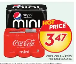 Sobeys COCA-COLA or PEPSI Mini Cans offer