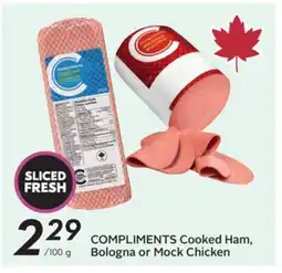 Sobeys COMPLIMENTS Cooked Ham, Bologna or Mock Chicken offer