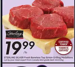 Sobeys STERLING SILVER Fresh Boneless Top Sirloin Grilling Medallions offer