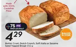Sobeys Butter Crust, Dutch Crunch, Soft Italia or Sesame Seed Topped Bread offer