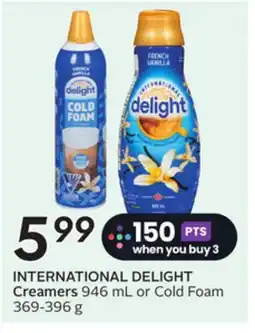 Sobeys INTERNATIONAL DELIGHT Creamers offer