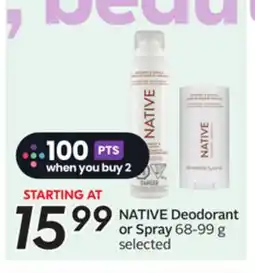 Sobeys NATIVE Deodorant or Spray offer