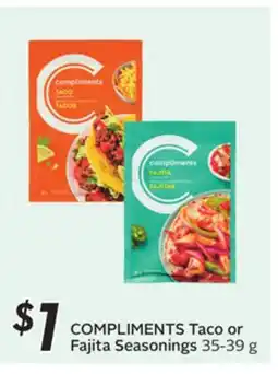 Sobeys COMPLIMENTS Taco or Fajita Seasonings offer