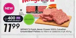 Sobeys WENDY'S Fresh, Never Frozen 100% Canadian Ground Beef Patties offer