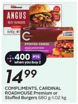 Sobeys COMPLIMENTS, CARDINAL ROADHOUSE Premium or Stuffed Burgers offer