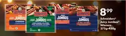 Fortinos SCHNEIDERS JUICY JUMBOS WIENERS, 375G-450G offer