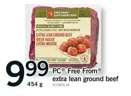 Fortinos PC FREE FROM EXTRA LEAN GROUND BEEF, 454 G offer