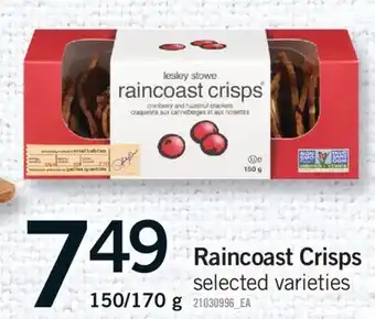 Fortinos RAINCOAST CRISPS, 150/170 G offer