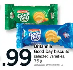 Fortinos BRITANNIA GOOD DAY BISCUITS, 75 G offer