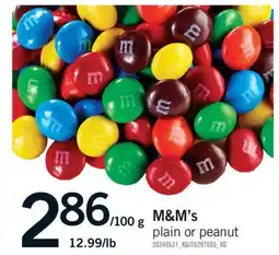 Fortinos M&M's plain or peanut offer