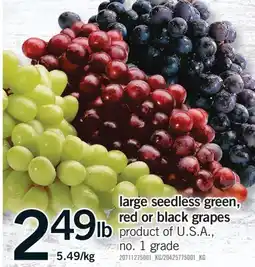 Fortinos LARGE SEEDLESS GREEN, RED OR BLACK GRAPES offer