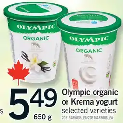 Fortinos OLYMPIC ORGANIC OR KREMA YOGURT, 650 G offer