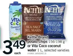 Fortinos KETTLE BRAND POTATO CHIPS 156-198 G OR VITA COCO COCONUT WATER 1 L offer