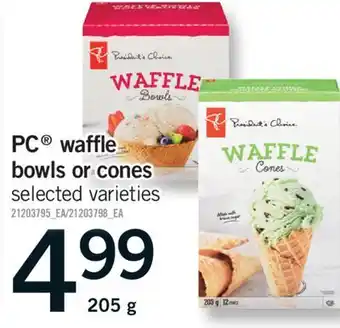 Fortinos PC WAFFLE BOWLS OR CONES, 205 g offer