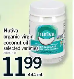 Fortinos NUTIVA ORGANIC VIRGIN COCONUT OIL, 444 ML offer
