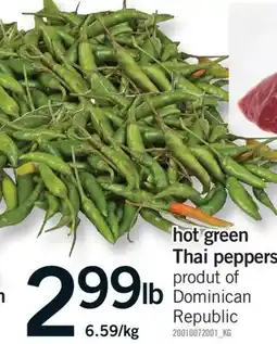 Fortinos HOT GREEN THAI PEPPERS offer