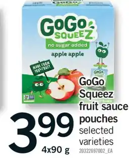 Fortinos GOGO SQUEEZ FRUIT SAUCE POUCHES, 4X90 G offer
