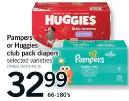 Fortinos PAMPERS OR HUGGIES CLUB PACK DIAPERS, 66-180'S offer