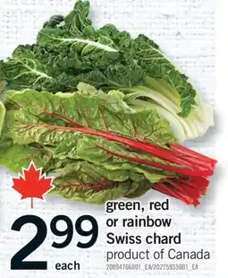 Fortinos GREEN, RED OR RAINBOW SWISS CHARD offer