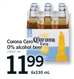 Fortinos CORONA CERO 0% ALCOHOL BEER, 6X330 ML offer