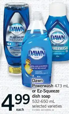 Fortinos DAWN POWERWASH, 473 ML OR EZ-SQUEEZE DISH SOAP, 532-650 ML offer