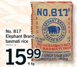 Fortinos NO. 817 ELEPHANT BRAND BASMATI RICE, 4 KG offer