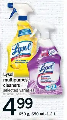 Fortinos LYSOL MULTIPURPOSE CLEANERS, 650 G, 650 ML-1.2 L offer