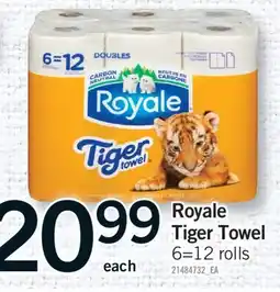 Fortinos ROYALE TIGER TOWELS, 6=12 ROLLS offer