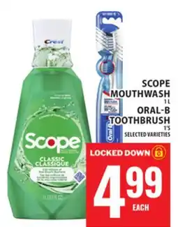 Food Basics SCOPE MOUTHWASH OR ORAL-B TOOTHBRUSH offer