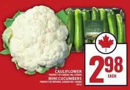 Food Basics CAULIFLOWER OR MINI CUCUMBERS offer