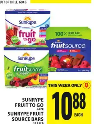 Food Basics SUNRYPE FRUIT TO GO OR SUNRYPE FRUIT SOURCE BARS offer