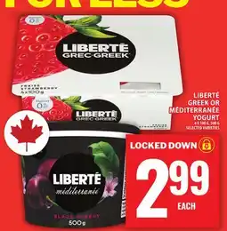 Food Basics LIBERTÉ GREEK OR MÉDITERRANÉE YOGURT offer