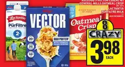 Food Basics KELLOGG'S VECTOR CEREAL OR GENERAL MILLS OATMEAL CRISP OR LACTANTIA PURFILTRE MILK offer