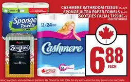Food Basics CASHMERE BATHROOM TISSUE OR SPONGE ULTRA PAPER TOWELS OR SCOTTIES FACIAL TISSUE offer