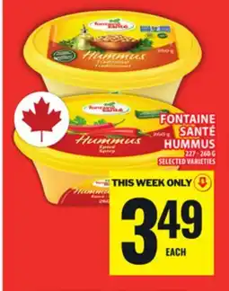 Food Basics FONTAINE SANTÉ HUMMUS offer