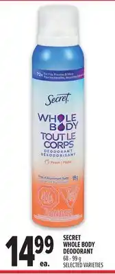 Metro SECRET WHOLE BODY DEODORANT offer