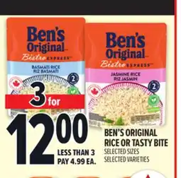 Metro BEN'S ORIGINAL RICE OR TASTY BITE offer