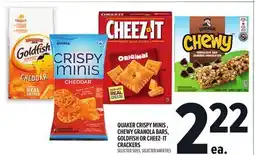 Metro QUAKER CRISPY MINIS , CHEWY GRANOLA BARS, GOLDFISH OR CHEEZ- IT CRACKERS offer