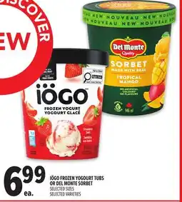 Metro IÖGO FROZEN YOGOURT TUBS OR DEL MONTE SORBET offer