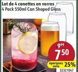 Sushi Shop 4 Pack 550ml Can Shaped Glass offer