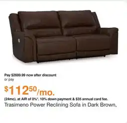 Ashley Furniture Trasimeno Power Reclining Sofa in Dark Brown, Leather by Ashley offer