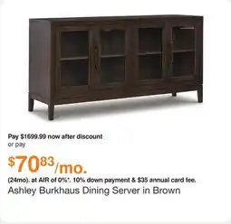 Ashley Furniture Ashley Burkhaus Dining Server in Brown offer