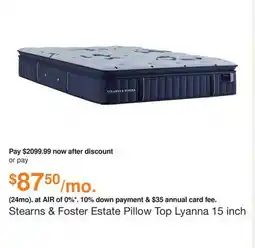 Ashley Furniture Stearns & Foster Estate Pillow Top Lyanna 15 inch Mattress, Size: Queen offer