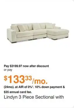Ashley Furniture Lindyn 3 Piece Sectional with Chaise in Ivory, Fabric by Ashley offer