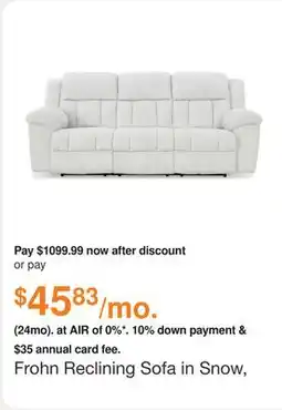 Ashley Furniture Frohn Reclining Sofa in Snow, Fabric by Ashley offer