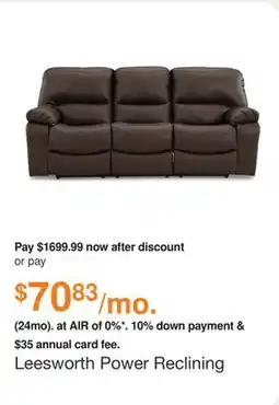 Ashley Furniture Leesworth Power Reclining Sofa in Dark Brown, Leather by Ashley offer