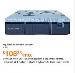 Ashley Furniture Stearns & Foster Estate Hybrid Aubrie 14.5 inch Mattress, Size: Queen offer
