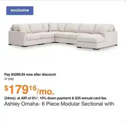 Ashley Furniture Ashley Omaha- 6 Piece Modular Sectional with Chaise in Stone, Performance Fabric offer